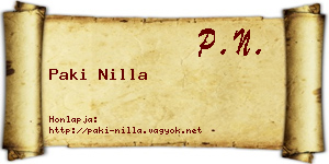 Paki Nilla névjegykártya
